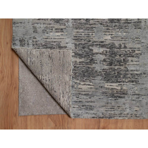 12'x15' Nickel Gray, Modern Criss Cross Erased Design, Hand Spun Undyed Natural Wool, Hand Knotted, Oversized, Xl, Oriental Rug FWR551160