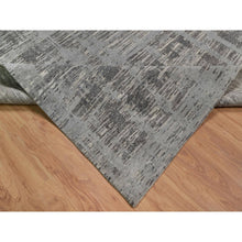 Load image into Gallery viewer, 12&#39;x15&#39; Nickel Gray, Modern Criss Cross Erased Design, Hand Spun Undyed Natural Wool, Hand Knotted, Oversized, Xl, Oriental Rug FWR551160