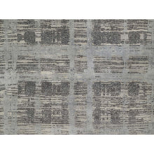 Load image into Gallery viewer, 12&#39;x15&#39; Nickel Gray, Modern Criss Cross Erased Design, Hand Spun Undyed Natural Wool, Hand Knotted, Oversized, Xl, Oriental Rug FWR551160