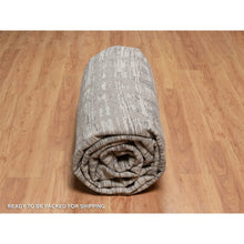Load image into Gallery viewer, 12&#39;x15&#39; Nickel Gray, Modern Criss Cross Erased Design, Hand Spun Undyed Natural Wool, Hand Knotted, Oversized, Xl, Oriental Rug FWR551160