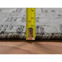 Load image into Gallery viewer, 12&#39;x15&#39; Nickel Gray, Modern Criss Cross Erased Design, Hand Spun Undyed Natural Wool, Hand Knotted, Oversized, Xl, Oriental Rug FWR551160