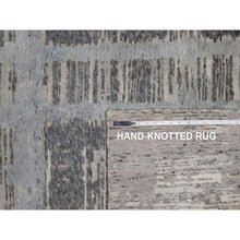 Load image into Gallery viewer, 12&#39;x15&#39; Nickel Gray, Modern Criss Cross Erased Design, Hand Spun Undyed Natural Wool, Hand Knotted, Oversized, Xl, Oriental Rug FWR551160