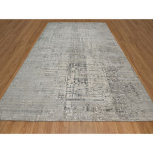 Load image into Gallery viewer, 10&#39;x14&#39;1&quot; Light Gray, Hand Knotted, Modern Erased Design, Hand Spun Undyed Natural Wool, Oriental Rug FWR551166