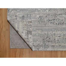Load image into Gallery viewer, 10&#39;x14&#39;1&quot; Light Gray, Hand Knotted, Modern Erased Design, Hand Spun Undyed Natural Wool, Oriental Rug FWR551166