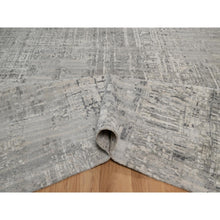Load image into Gallery viewer, 10&#39;x14&#39;1&quot; Light Gray, Hand Knotted, Modern Erased Design, Hand Spun Undyed Natural Wool, Oriental Rug FWR551166