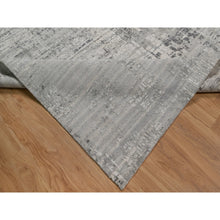 Load image into Gallery viewer, 10&#39;x14&#39;1&quot; Light Gray, Hand Knotted, Modern Erased Design, Hand Spun Undyed Natural Wool, Oriental Rug FWR551166
