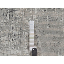 Load image into Gallery viewer, 10&#39;x14&#39;1&quot; Light Gray, Hand Knotted, Modern Erased Design, Hand Spun Undyed Natural Wool, Oriental Rug FWR551166