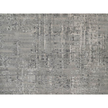 Load image into Gallery viewer, 10&#39;x14&#39;1&quot; Light Gray, Hand Knotted, Modern Erased Design, Hand Spun Undyed Natural Wool, Oriental Rug FWR551166