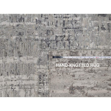 Load image into Gallery viewer, 10&#39;x14&#39;1&quot; Light Gray, Hand Knotted, Modern Erased Design, Hand Spun Undyed Natural Wool, Oriental Rug FWR551166