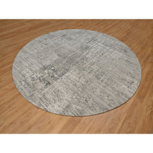 Load image into Gallery viewer, 10&#39;x10&#39; Pastel Gray, Modern Erased Design, Hand Knotted, Hand Spun Undyed Natural Wool, Round, Oriental Rug FWR551172