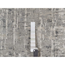 Load image into Gallery viewer, 10&#39;x10&#39; Pastel Gray, Modern Erased Design, Hand Knotted, Hand Spun Undyed Natural Wool, Round, Oriental Rug FWR551172