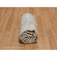 Load image into Gallery viewer, 10&#39;x10&#39; Pastel Gray, Modern Erased Design, Hand Knotted, Hand Spun Undyed Natural Wool, Round, Oriental Rug FWR551172