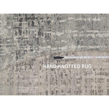 Load image into Gallery viewer, 10&#39;x10&#39; Pastel Gray, Modern Erased Design, Hand Knotted, Hand Spun Undyed Natural Wool, Round, Oriental Rug FWR551172