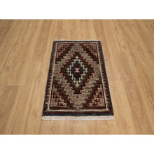 Load image into Gallery viewer, 2&#39;x3&#39;2&quot; Chocolate Brown, Southwest American Indian Design With Piled Construction, Plush And Lush, Hand Knotted, Pure Wool, Mat, Sample, Oriental Rug FWR551178