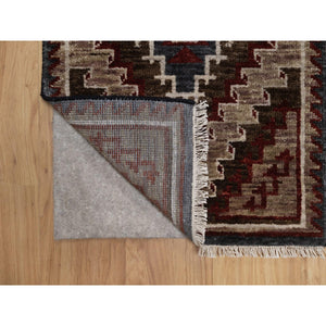 2'x3'2" Chocolate Brown, Southwest American Indian Design With Piled Construction, Plush And Lush, Hand Knotted, Pure Wool, Mat, Sample, Oriental Rug FWR551178