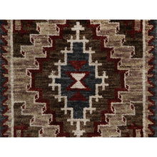 Load image into Gallery viewer, 2&#39;x3&#39;2&quot; Chocolate Brown, Southwest American Indian Design With Piled Construction, Plush And Lush, Hand Knotted, Pure Wool, Mat, Sample, Oriental Rug FWR551178