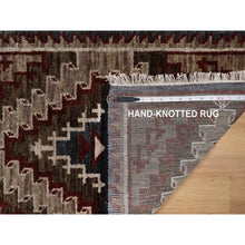 Load image into Gallery viewer, 2&#39;x3&#39;2&quot; Chocolate Brown, Southwest American Indian Design With Piled Construction, Plush And Lush, Hand Knotted, Pure Wool, Mat, Sample, Oriental Rug FWR551178