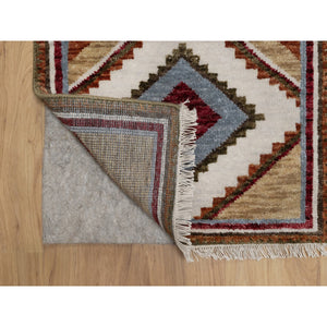 2'1"x3'1" Pastel Gray, Southwest American Indian Design With Piled Construction, Plush And Lush, Hand Knotted, Pure Wool, Sample, Mat, Oriental Rug FWR551184