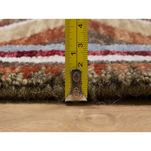 2'1"x3'1" Pastel Gray, Southwest American Indian Design With Piled Construction, Plush And Lush, Hand Knotted, Pure Wool, Sample, Mat, Oriental Rug FWR551184