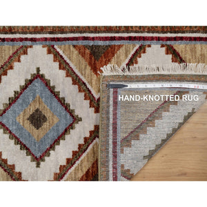 2'1"x3'1" Pastel Gray, Southwest American Indian Design With Piled Construction, Plush And Lush, Hand Knotted, Pure Wool, Sample, Mat, Oriental Rug FWR551184
