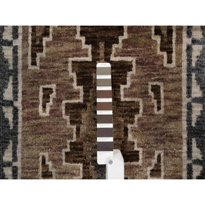2'x3'1" Cedar Brown, Hand Knotted, Southwest American Indian Design With Piled Construction, Plush And Lush, Pure Wool, Mat, Sample, Oriental Rug FWR551190