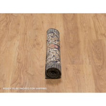 Load image into Gallery viewer, 2&#39;x3&#39; Chocolate Brown, The Maharaja Lion Novelty, Wool And Silk, Soft To The Touch, Hand Knotted, Sample, Mat, Oriental Rug FWR551292