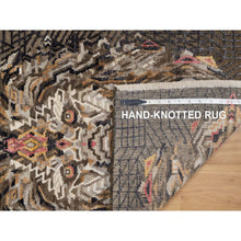 Load image into Gallery viewer, 2&#39;x3&#39; Chocolate Brown, The Maharaja Lion Novelty, Wool And Silk, Soft To The Touch, Hand Knotted, Sample, Mat, Oriental Rug FWR551292