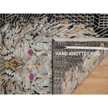 Load image into Gallery viewer, 2&#39;x3&#39; Jade Black, The Maharaja Lion Novelty, Hand Knotted, Wool And Silk, Soft To The Touch, Sample, Mat, Oriental Rug FWR551298