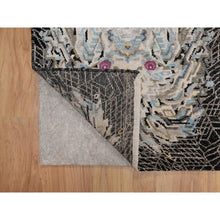 Load image into Gallery viewer, 2&#39;x3&#39; Onyx Black, The Maharaja Lion Novelty, Wool And Silk, Soft To The Touch, Hand Knotted, Mat, Sample, Oriental Rug FWR551304