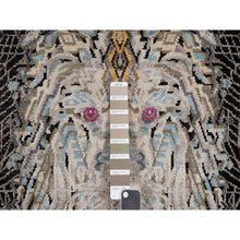 Load image into Gallery viewer, 2&#39;x3&#39; Onyx Black, The Maharaja Lion Novelty, Wool And Silk, Soft To The Touch, Hand Knotted, Mat, Sample, Oriental Rug FWR551304