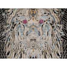 Load image into Gallery viewer, 2&#39;x3&#39; Onyx Black, The Maharaja Lion Novelty, Wool And Silk, Soft To The Touch, Hand Knotted, Mat, Sample, Oriental Rug FWR551304