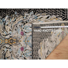 Load image into Gallery viewer, 2&#39;x3&#39; Onyx Black, The Maharaja Lion Novelty, Wool And Silk, Soft To The Touch, Hand Knotted, Mat, Sample, Oriental Rug FWR551304