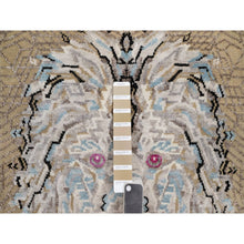 Load image into Gallery viewer, 2&#39;x3&#39; Almond Brown, Hand Knotted, The Maharaja Lion Novelty, Wool And Silk, Soft To The Touch, Sample, Mat, Oriental Rug FWR551310