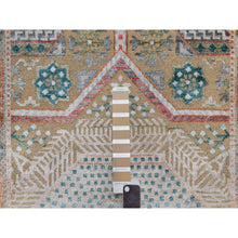 Load image into Gallery viewer, 2&#39;7&quot;x12&#39;1&quot; Almond Brown, Hand Knotted, Mamluk Design With Large Medallions, Textured Wool And Silk, Runner, Oriental Rug FWR551322
