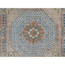 Load image into Gallery viewer, 2&#39;7&quot;x12&#39;1&quot; Almond Brown, Hand Knotted, Mamluk Design With Large Medallions, Textured Wool And Silk, Runner, Oriental Rug FWR551322