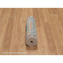 Load image into Gallery viewer, 2&#39;7&quot;x12&#39;1&quot; Almond Brown, Hand Knotted, Mamluk Design With Large Medallions, Textured Wool And Silk, Runner, Oriental Rug FWR551322