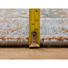 Load image into Gallery viewer, 2&#39;7&quot;x12&#39;1&quot; Almond Brown, Hand Knotted, Mamluk Design With Large Medallions, Textured Wool And Silk, Runner, Oriental Rug FWR551322