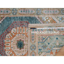 Load image into Gallery viewer, 2&#39;7&quot;x12&#39;1&quot; Almond Brown, Hand Knotted, Mamluk Design With Large Medallions, Textured Wool And Silk, Runner, Oriental Rug FWR551322