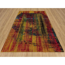 Load image into Gallery viewer, 7&#39;10&quot;x10&#39; Golden Yellow, Sari Silk With Oxidized Wool, Broken And Erased Persian Pattern, Hand Knotted, Oriental Rug FWR551334