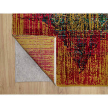 Load image into Gallery viewer, 7&#39;10&quot;x10&#39; Golden Yellow, Sari Silk With Oxidized Wool, Broken And Erased Persian Pattern, Hand Knotted, Oriental Rug FWR551334