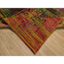 Load image into Gallery viewer, 7&#39;10&quot;x10&#39; Golden Yellow, Sari Silk With Oxidized Wool, Broken And Erased Persian Pattern, Hand Knotted, Oriental Rug FWR551334