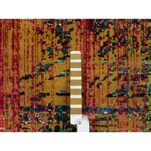 Load image into Gallery viewer, 7&#39;10&quot;x10&#39; Golden Yellow, Sari Silk With Oxidized Wool, Broken And Erased Persian Pattern, Hand Knotted, Oriental Rug FWR551334