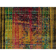 Load image into Gallery viewer, 7&#39;10&quot;x10&#39; Golden Yellow, Sari Silk With Oxidized Wool, Broken And Erased Persian Pattern, Hand Knotted, Oriental Rug FWR551334