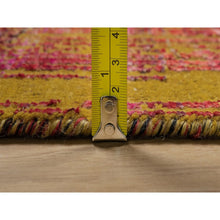 Load image into Gallery viewer, 7&#39;10&quot;x10&#39; Golden Yellow, Sari Silk With Oxidized Wool, Broken And Erased Persian Pattern, Hand Knotted, Oriental Rug FWR551334
