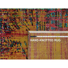 Load image into Gallery viewer, 7&#39;10&quot;x10&#39; Golden Yellow, Sari Silk With Oxidized Wool, Broken And Erased Persian Pattern, Hand Knotted, Oriental Rug FWR551334
