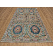 Load image into Gallery viewer, 9&#39;x12&#39;1&quot; Wood Brown, Hand Knotted, Mamluk Design With Geometric Medallions, Textured Wool And Silk, Oriental Rug FWR551340