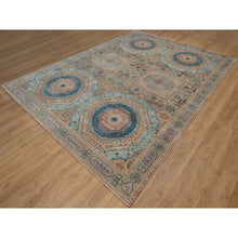 Load image into Gallery viewer, 9&#39;x12&#39;1&quot; Wood Brown, Hand Knotted, Mamluk Design With Geometric Medallions, Textured Wool And Silk, Oriental Rug FWR551340