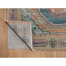 Load image into Gallery viewer, 9&#39;x12&#39;1&quot; Wood Brown, Hand Knotted, Mamluk Design With Geometric Medallions, Textured Wool And Silk, Oriental Rug FWR551340