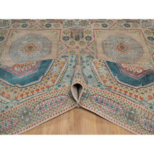 Load image into Gallery viewer, 9&#39;x12&#39;1&quot; Wood Brown, Hand Knotted, Mamluk Design With Geometric Medallions, Textured Wool And Silk, Oriental Rug FWR551340
