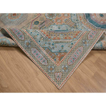 Load image into Gallery viewer, 9&#39;x12&#39;1&quot; Wood Brown, Hand Knotted, Mamluk Design With Geometric Medallions, Textured Wool And Silk, Oriental Rug FWR551340